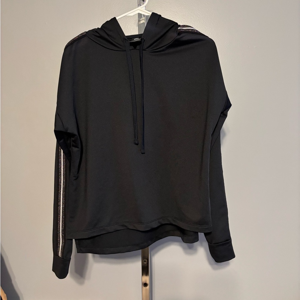 Pro player Women’s Pull Over Hoodie black Glitter Stripe Sleeve Size M